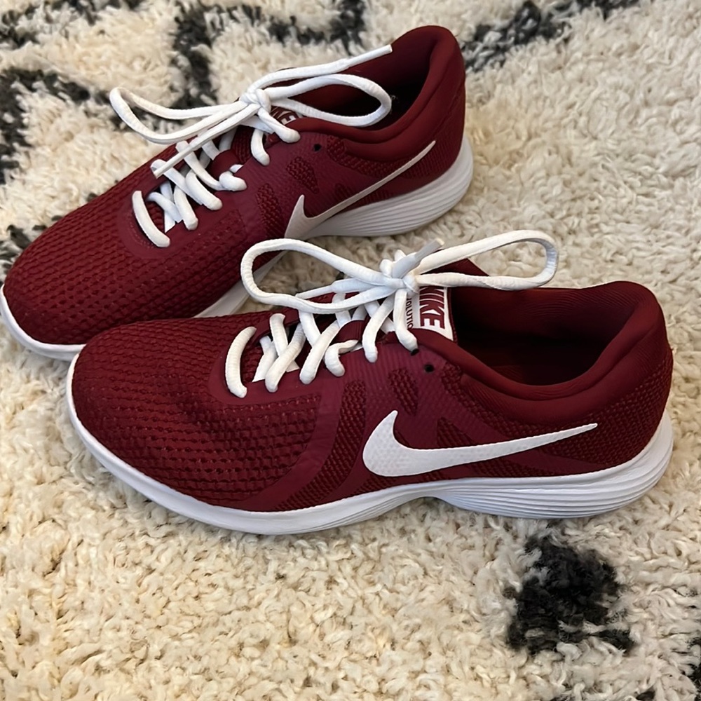 Nike White and Maroon Shoes